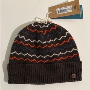 Prana unisex Scorched Brown Beanie with Zigzag Design